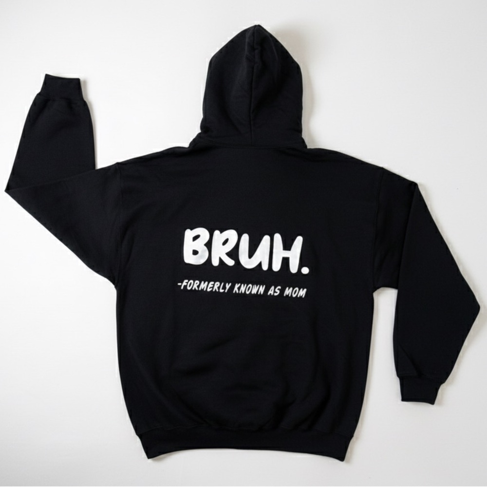 Black Hoodie with 'BRUH' Print